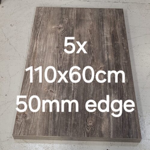 Grey wood effect table top 1100 x 600mm 50mm edge "final reduction £40.00 ea"