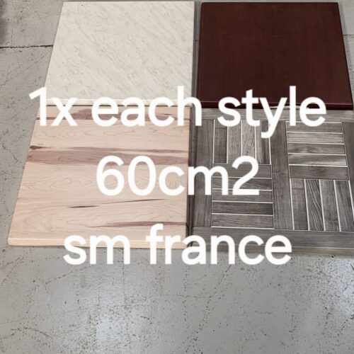 Sm France 600mm x 600mm table top (1x white marble effect / 3x wood effect)