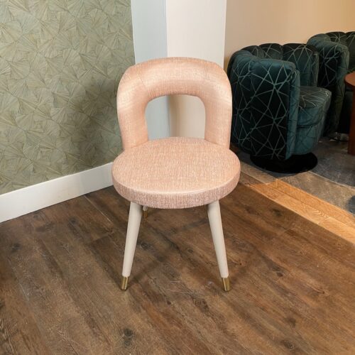 HOLLY 065S DINING CHAIR WITH UPHOLSTERED LEGS AND BRASS CAPS