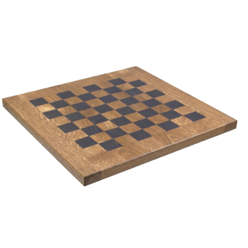 Solid Oak top with colour stain and chessboard digital print