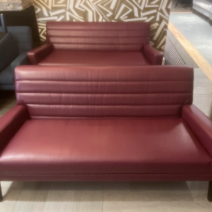MAROON LEATHER 3-SEATER X2, HARRIET CLEARANCE