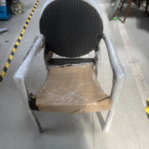 BLACK WEAVED OVAL BACK CHAIR, £25 X29, SHOWROOM CLEARANCE