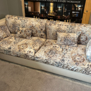 BEIGE MOROCCAN INSPIRED FABRIC SOFA, £250 X1, SHOWROOM CLEARANCE