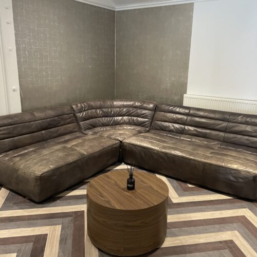 Bespoke Segmented Leather Sofa, X1 in stock